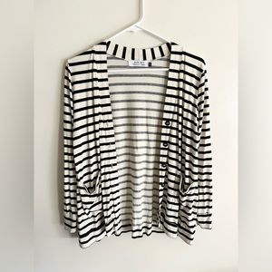 Ava Sky Black and Cream Buttoned Cardigan